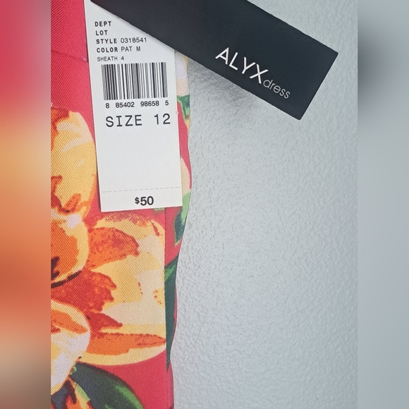 Alyx Dress Womens Pink Floral Sheath Sleeveless Zip-Up Dress Sz 12 #New - Picture 3 of 9